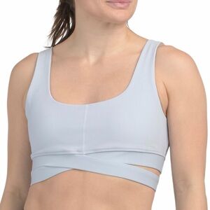 New l*Space Women's Light Blue Cross-Band Sports Bra